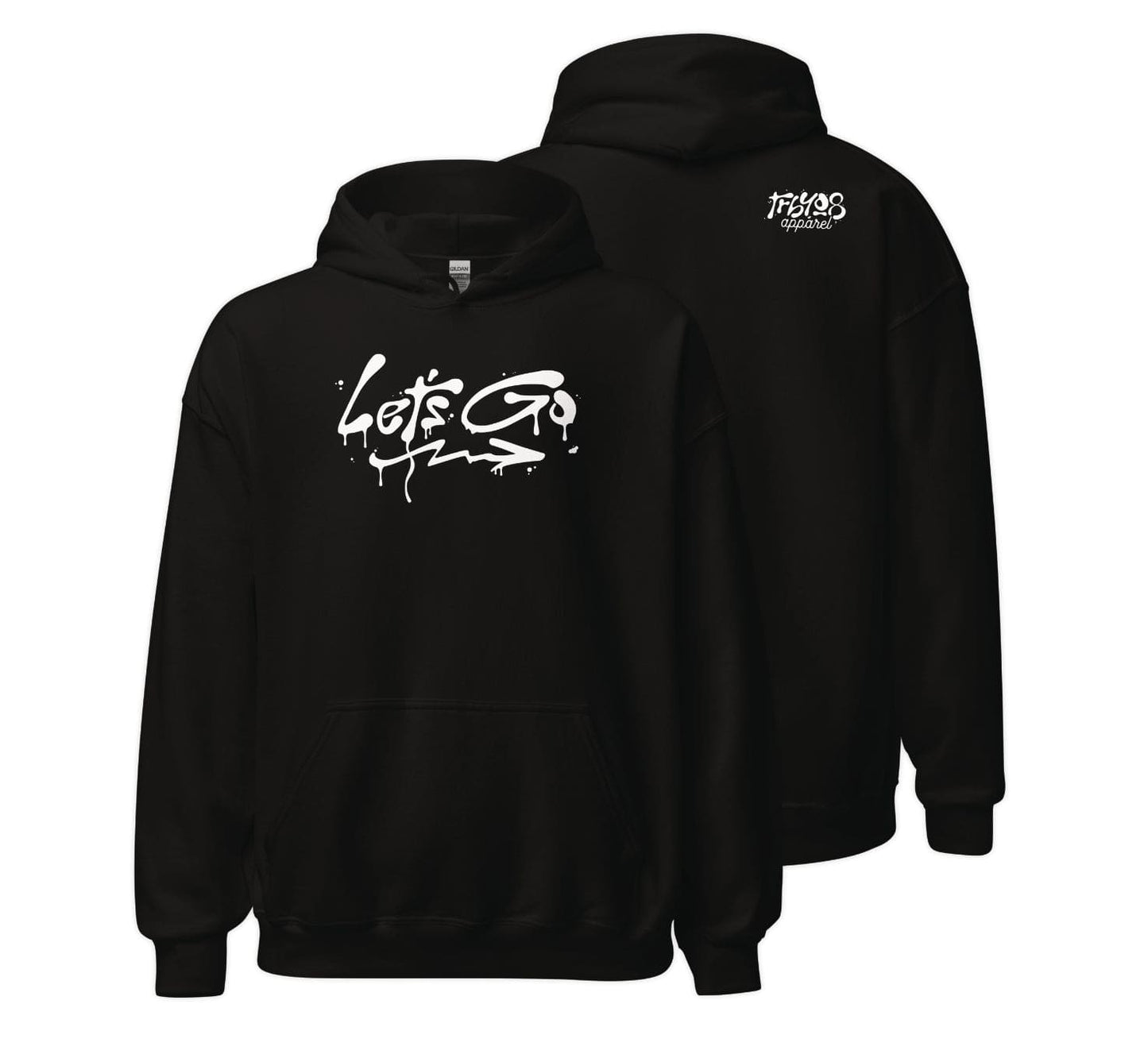 Black Let's Go Hoodie, Front and Back, Christian Apparel