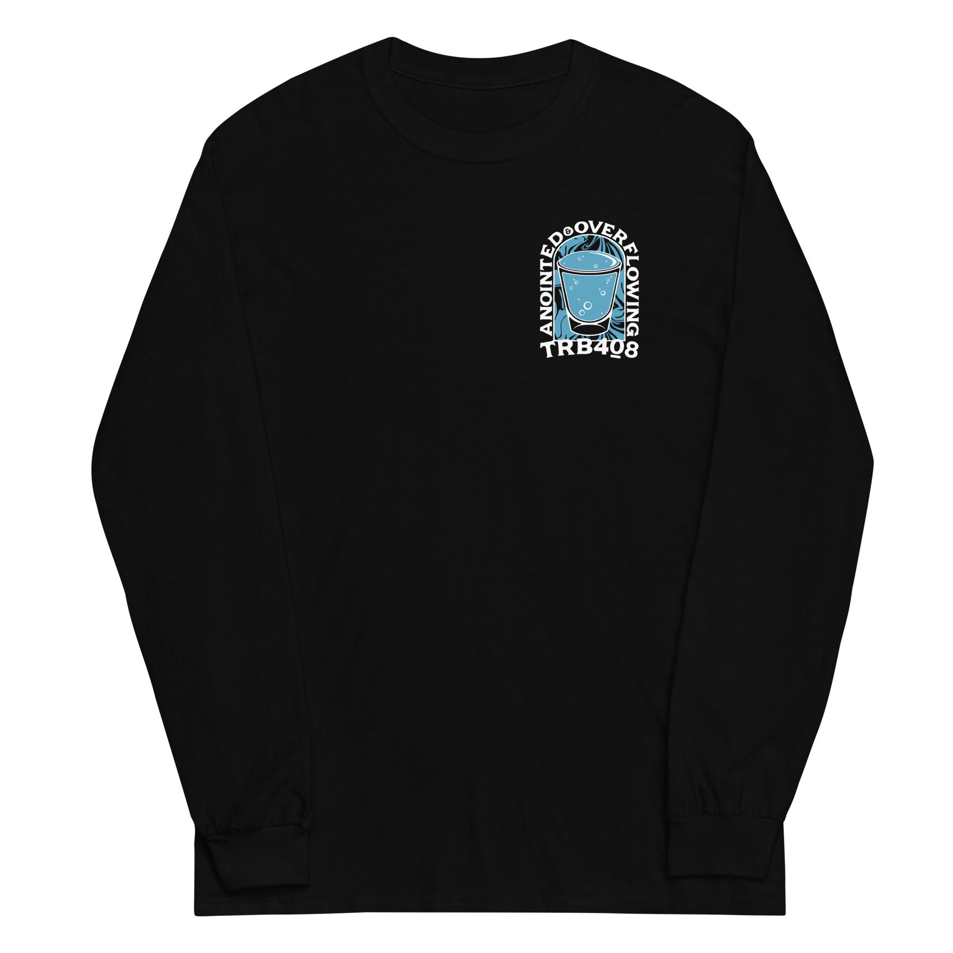 Black long sleeve A&O Tee, Front, Christian Apparel