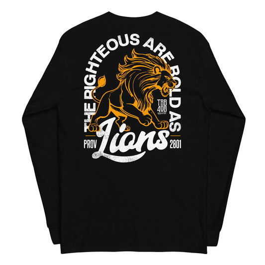 Black long sleeve Bold As Lions Tee, Back, Christian Apparel