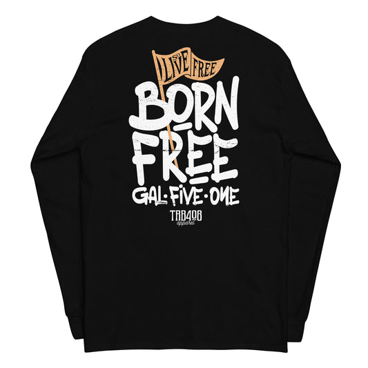 Black long sleeve Born Free Tee, Back, Christian Apparel
