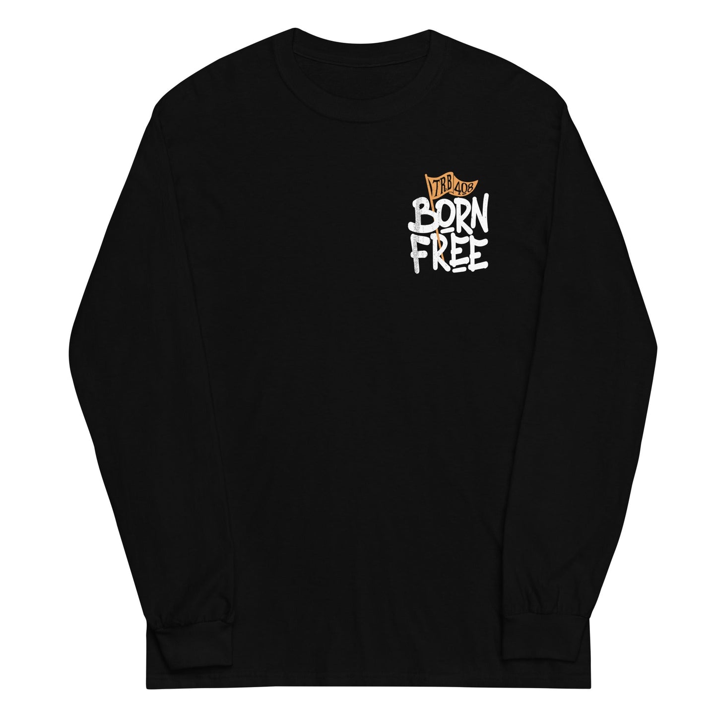 Black long sleeve Born Free Tee, Front, Christian Apparel