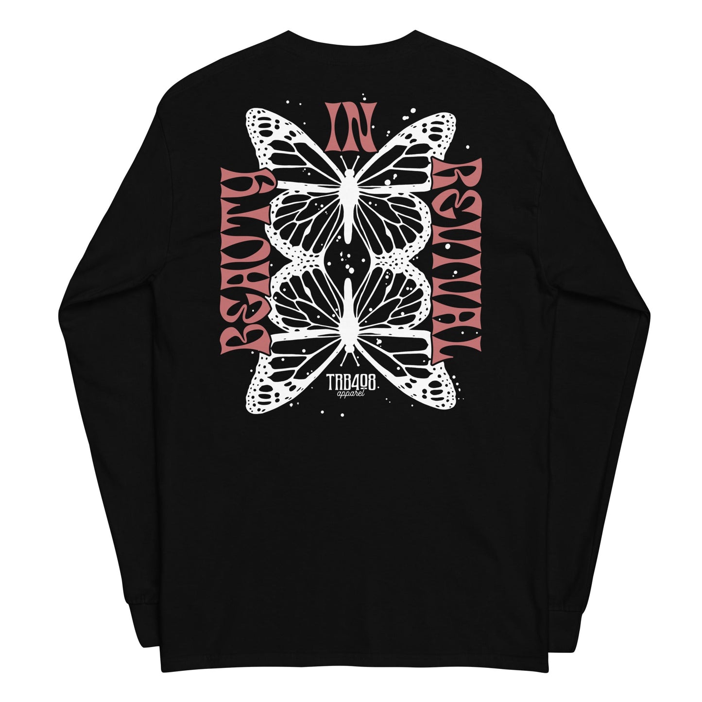 Black long sleeve Butterfly Tee, Back, Christian Apparel