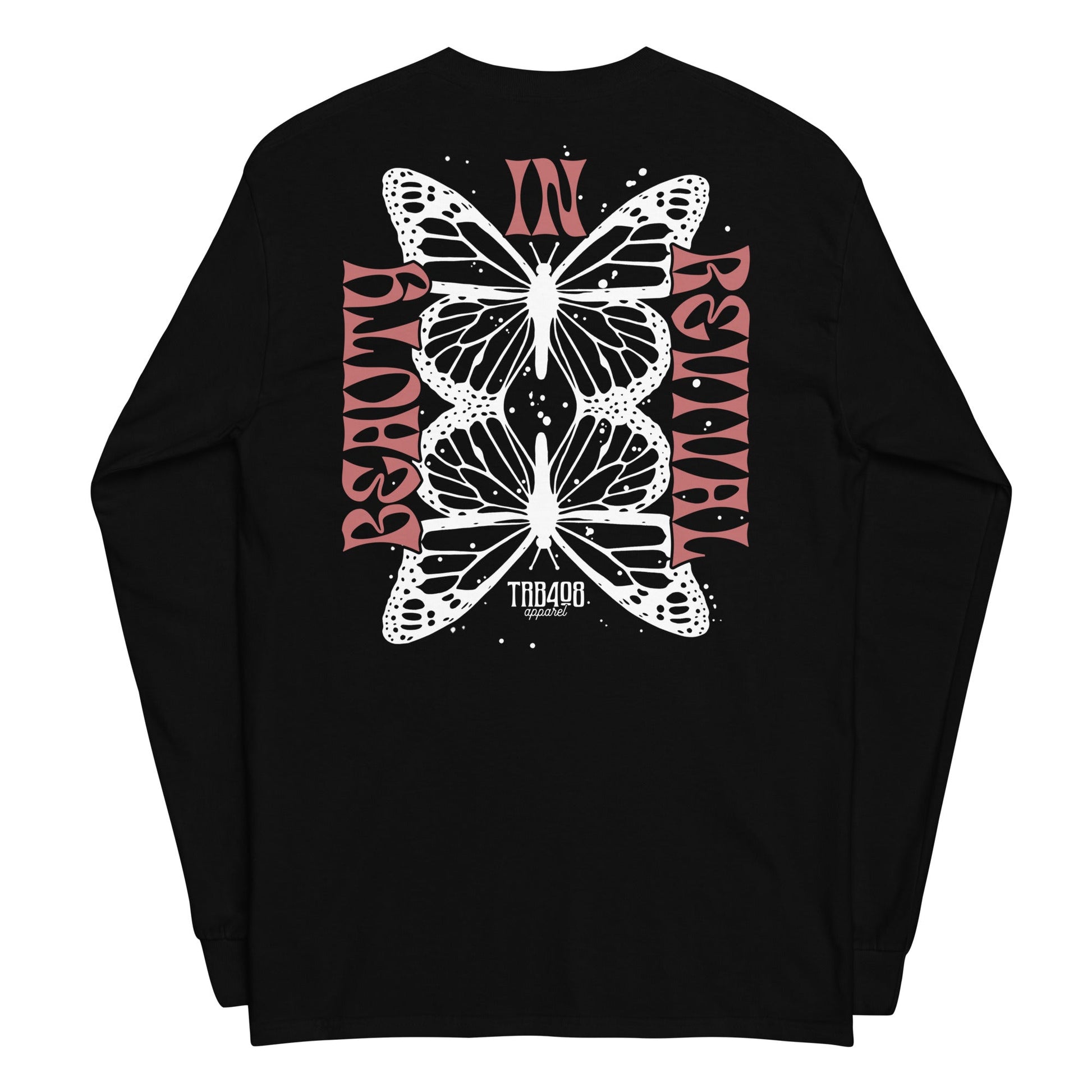 Black long sleeve Butterfly Tee, Back, Christian Apparel