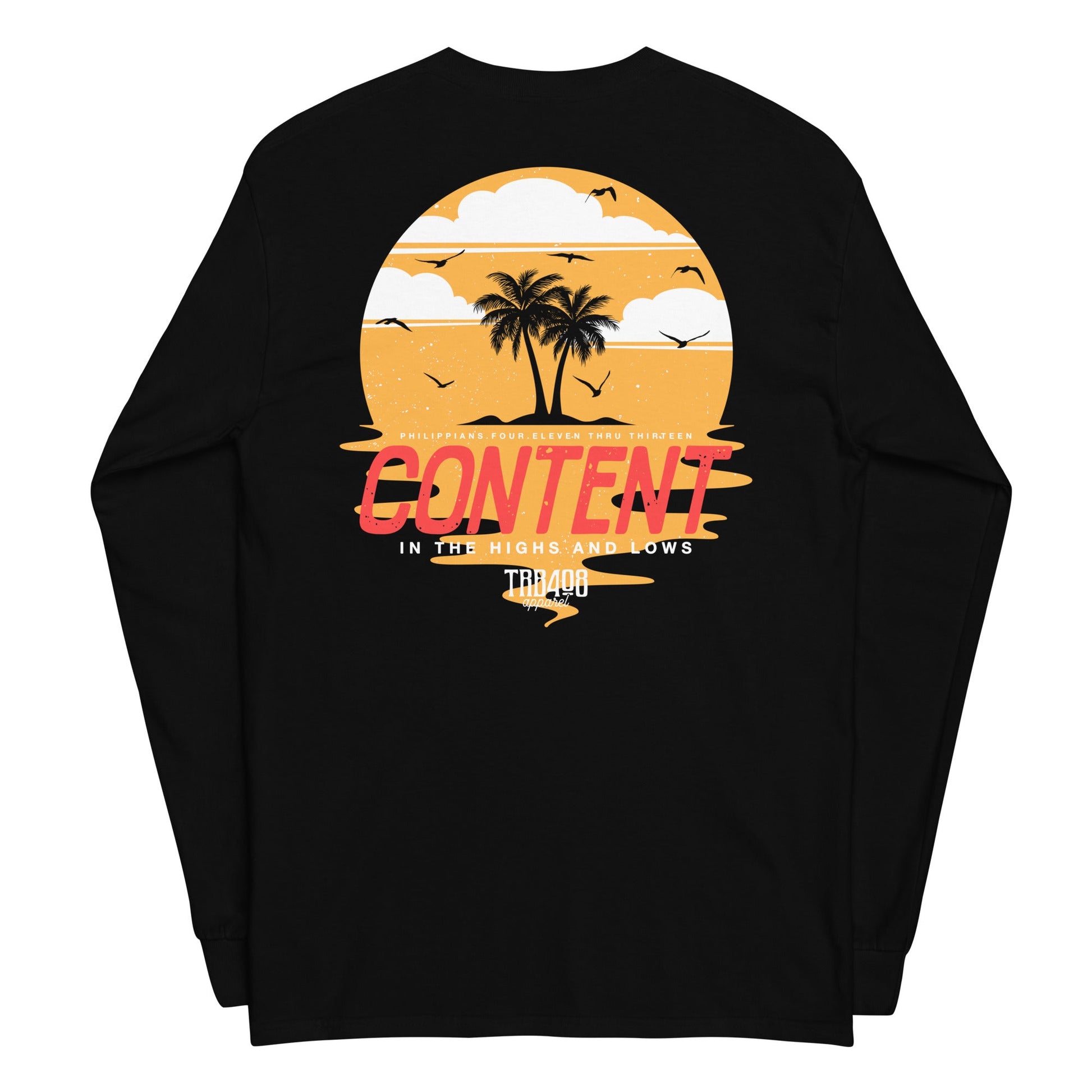 Black long sleeve Content Tee, Back, Christian Apparel