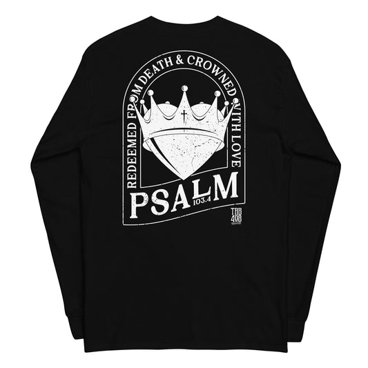 Black long sleeve Crowned Heart Tee, Back, Christian Apparel