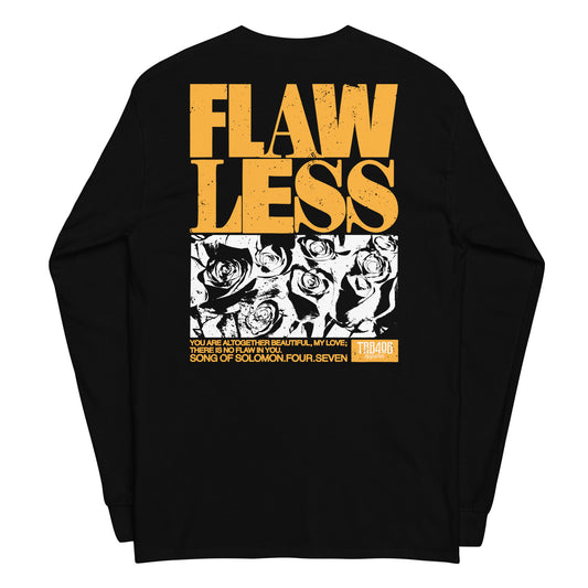Black long sleeve Flawless Rose 2.0 Tee, Back, Christian Apparel