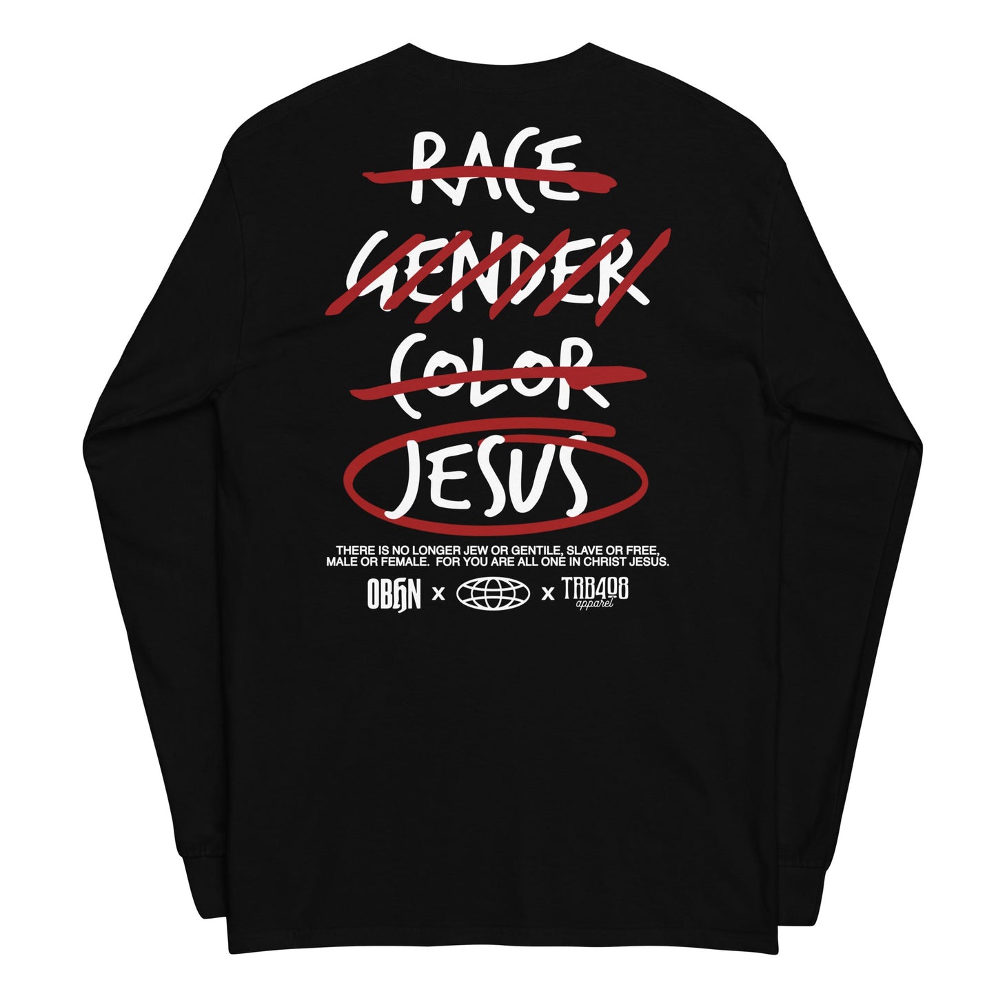 Black long sleeve G328 Cross-Out Tee, Back, Christian Apparel