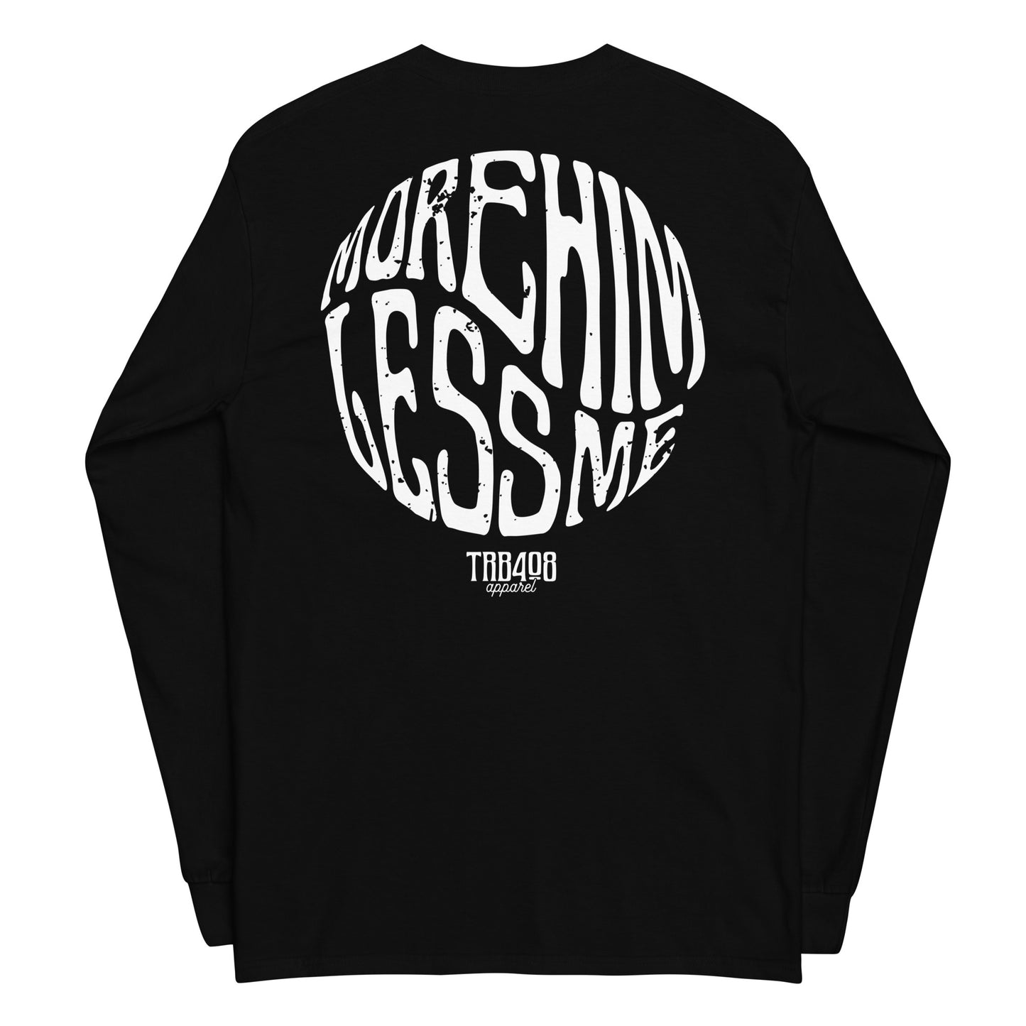 Black long sleeve He Is Greater Tee, Back, Christian Apparel