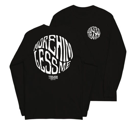 Black long sleeve He Is Greater Tee, Front and Back, Christian Apparel