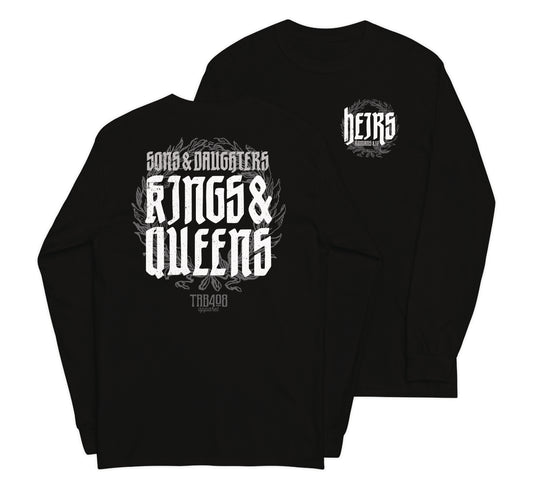Black long sleeve Heirs Tee, Front and Back, Christian Apparel