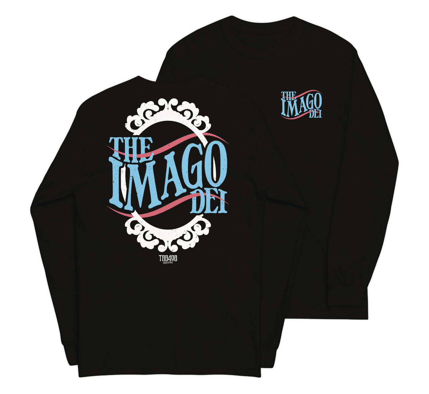 Black long sleeve The Imago Dei Tee, Front and Back, Christian Apparel