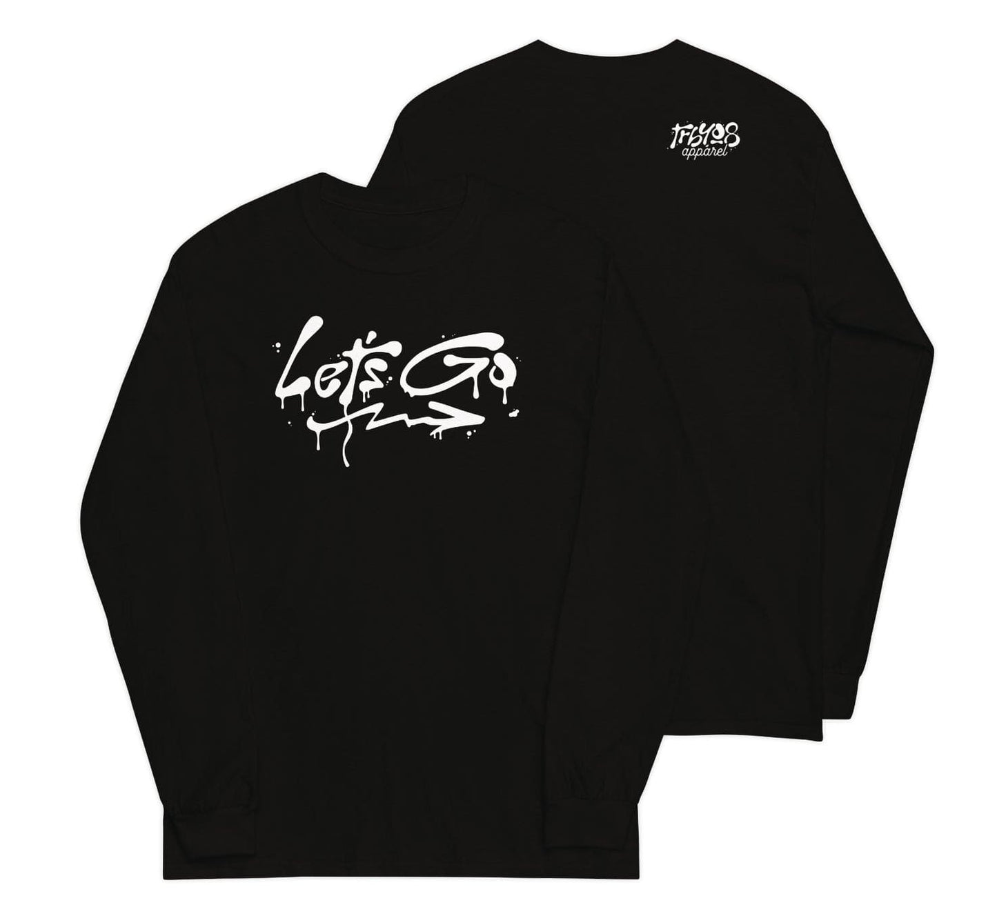 Black long sleeve Let's Go Tee, Front and Back, Christian Apparel