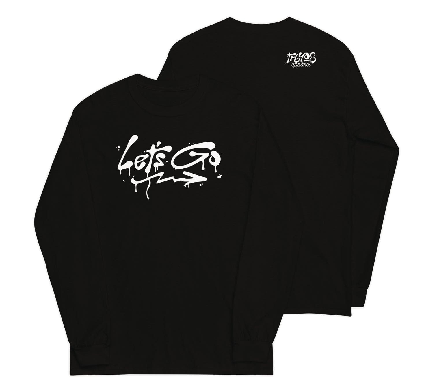 Black long sleeve Let's Go Tee, Front and Back, Christian Apparel