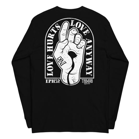 Black long sleeve Love Anyway Tee, Back, Christian Apparel