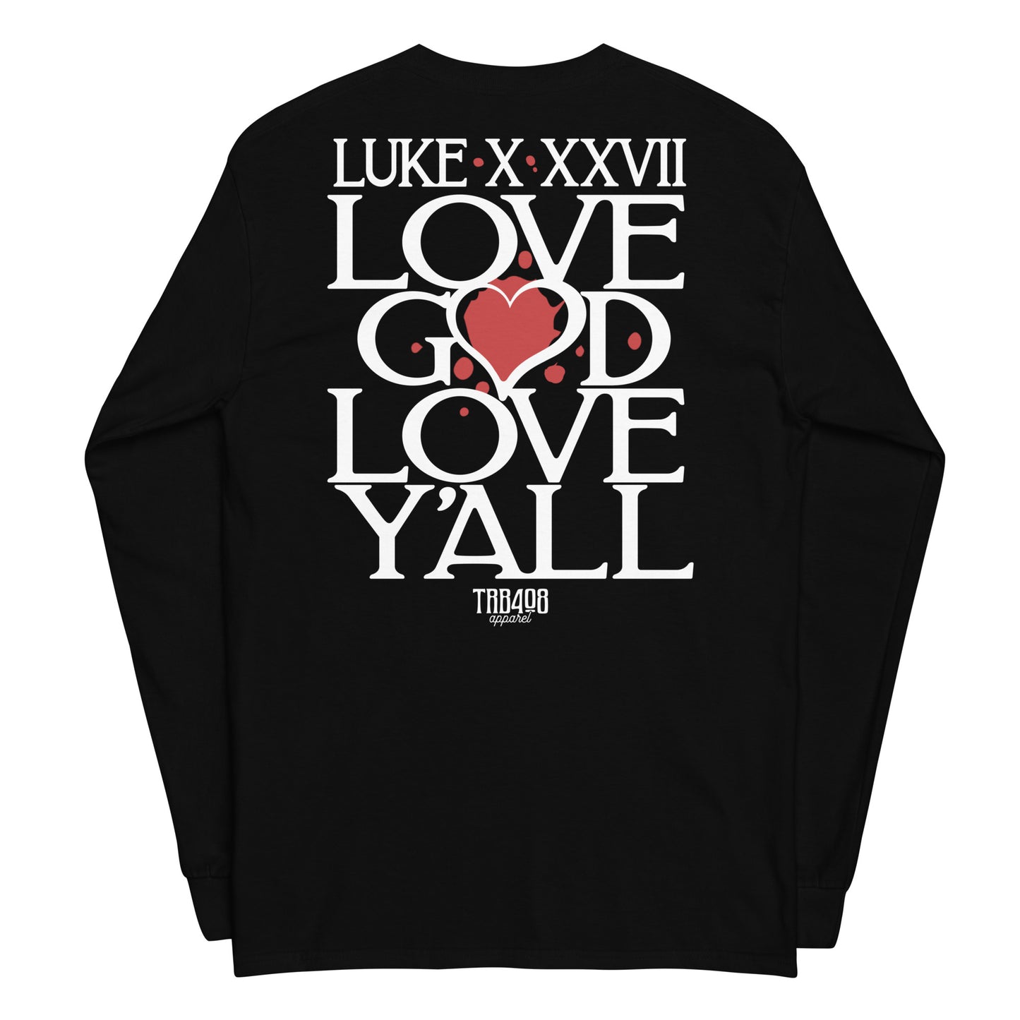 Black long sleeve Love Y'all Tee, Back, Christian Apparel