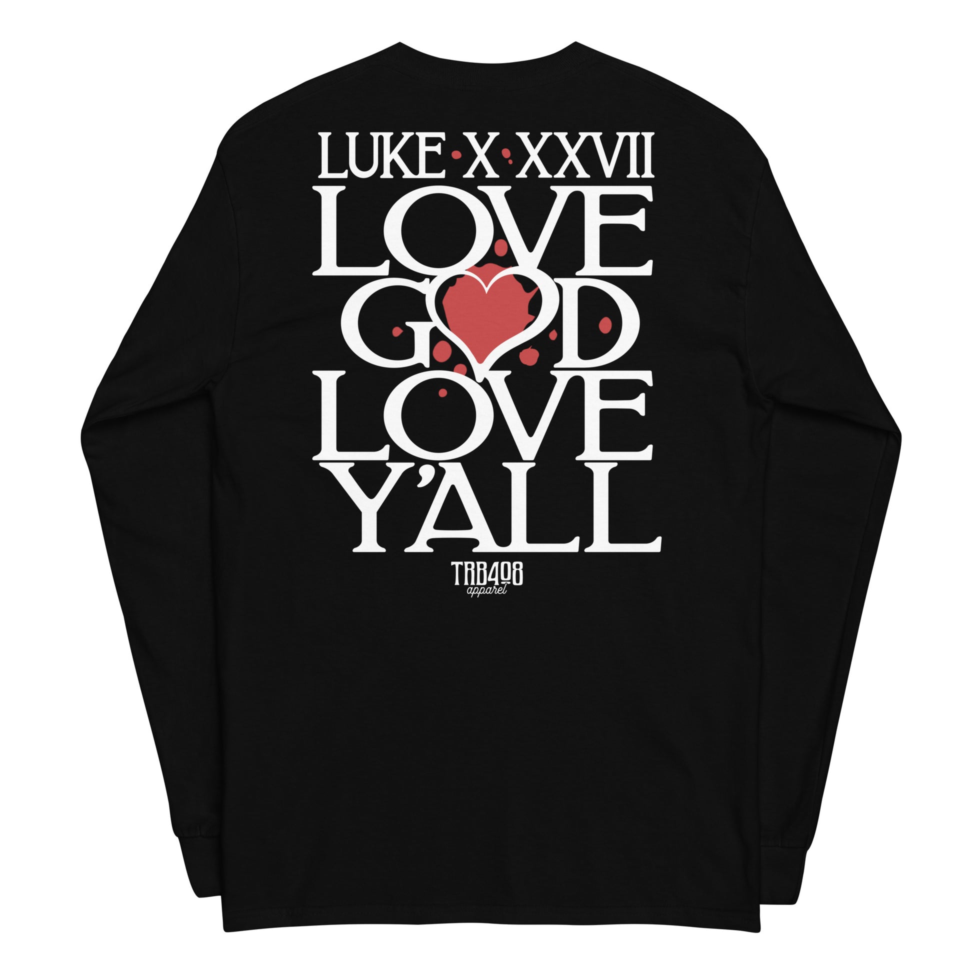 Black long sleeve Love Y'all Tee, Back, Christian Apparel