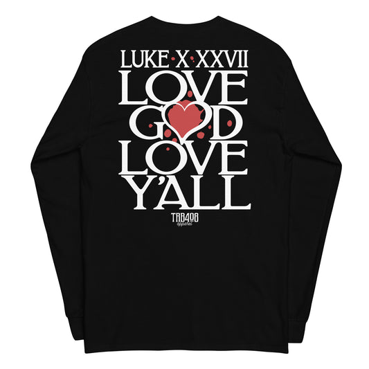 Black long sleeve Love Y'all Tee, Back, Christian Apparel
