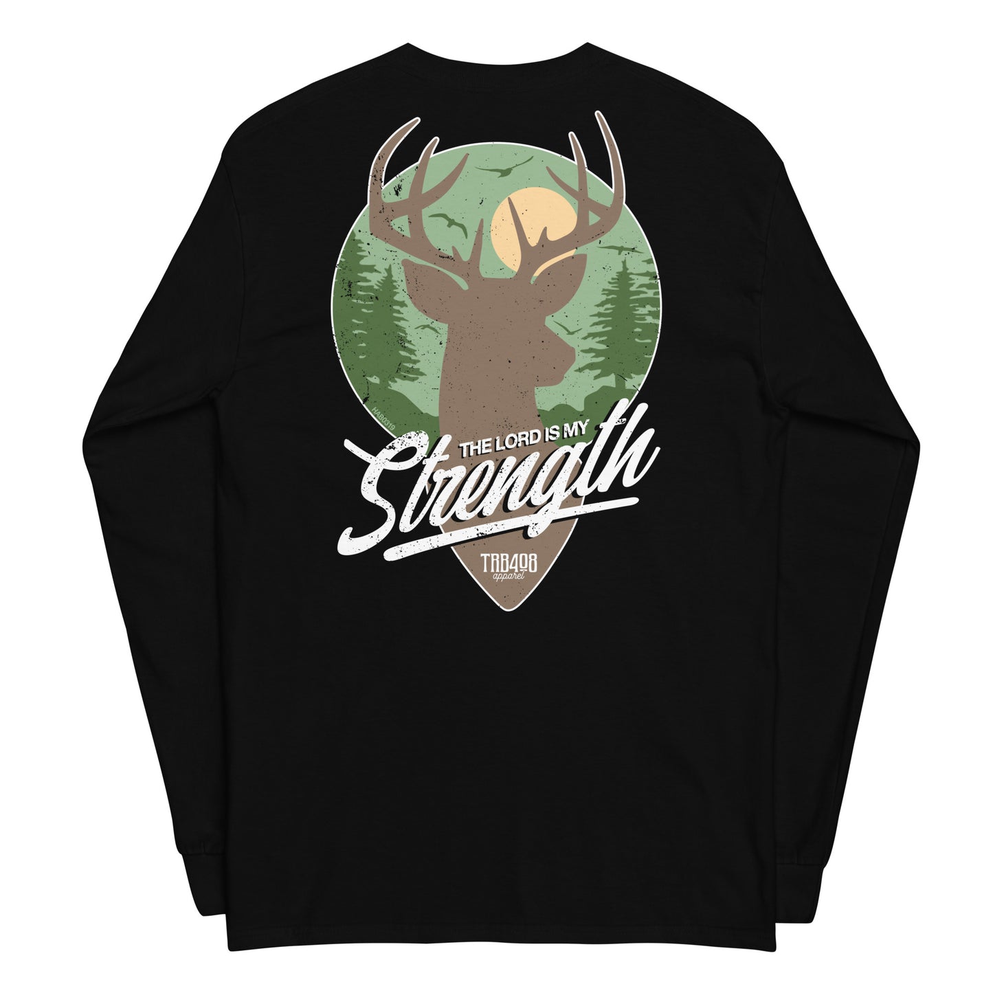 Black long sleeve My Strength Tee, Back, Christian Apparel