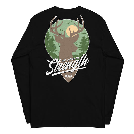 Black long sleeve My Strength Tee, Back, Christian Apparel