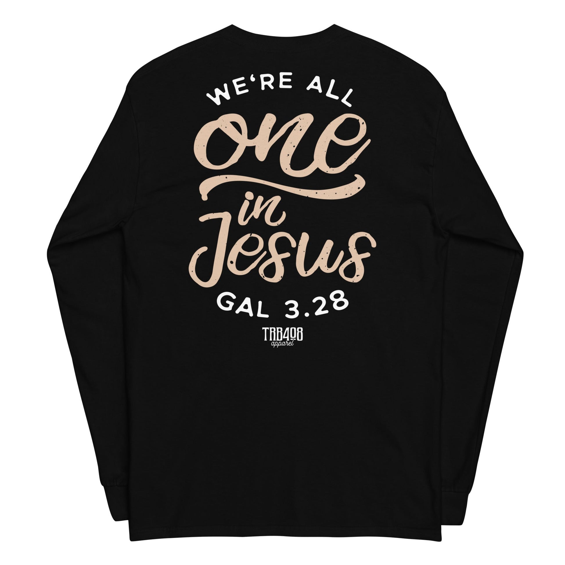 Black long sleeve One In Jesus Tee, Back, Christian Apparel