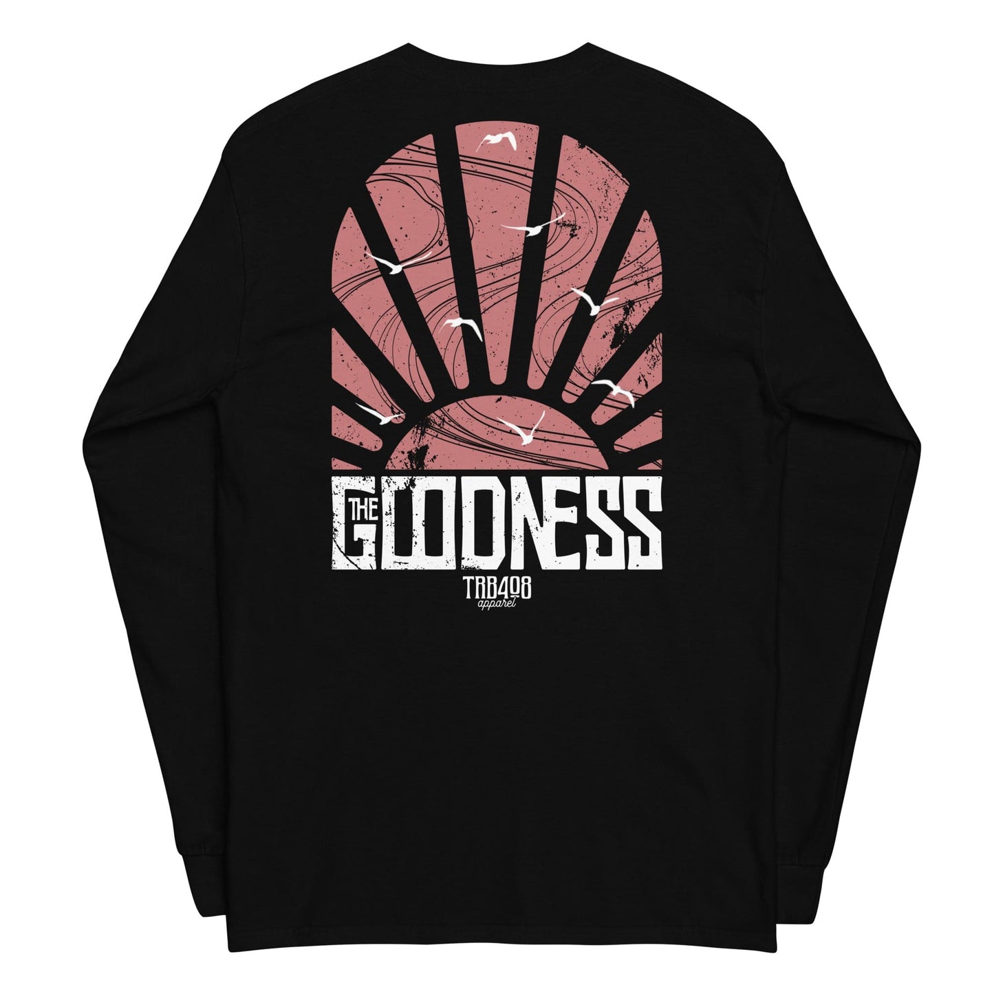 Black long sleeve The Goodness Tee, Back, Christian Apparel
