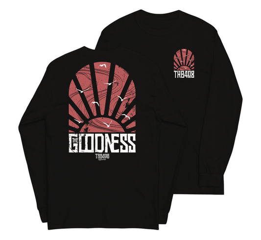 Black long sleeve The Goodness Tee, Front and Back, Christian Apparel