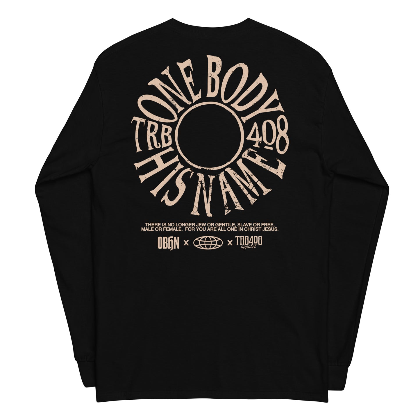 Black long sleeve The TRIBE Tee, Back, Christian Apparel