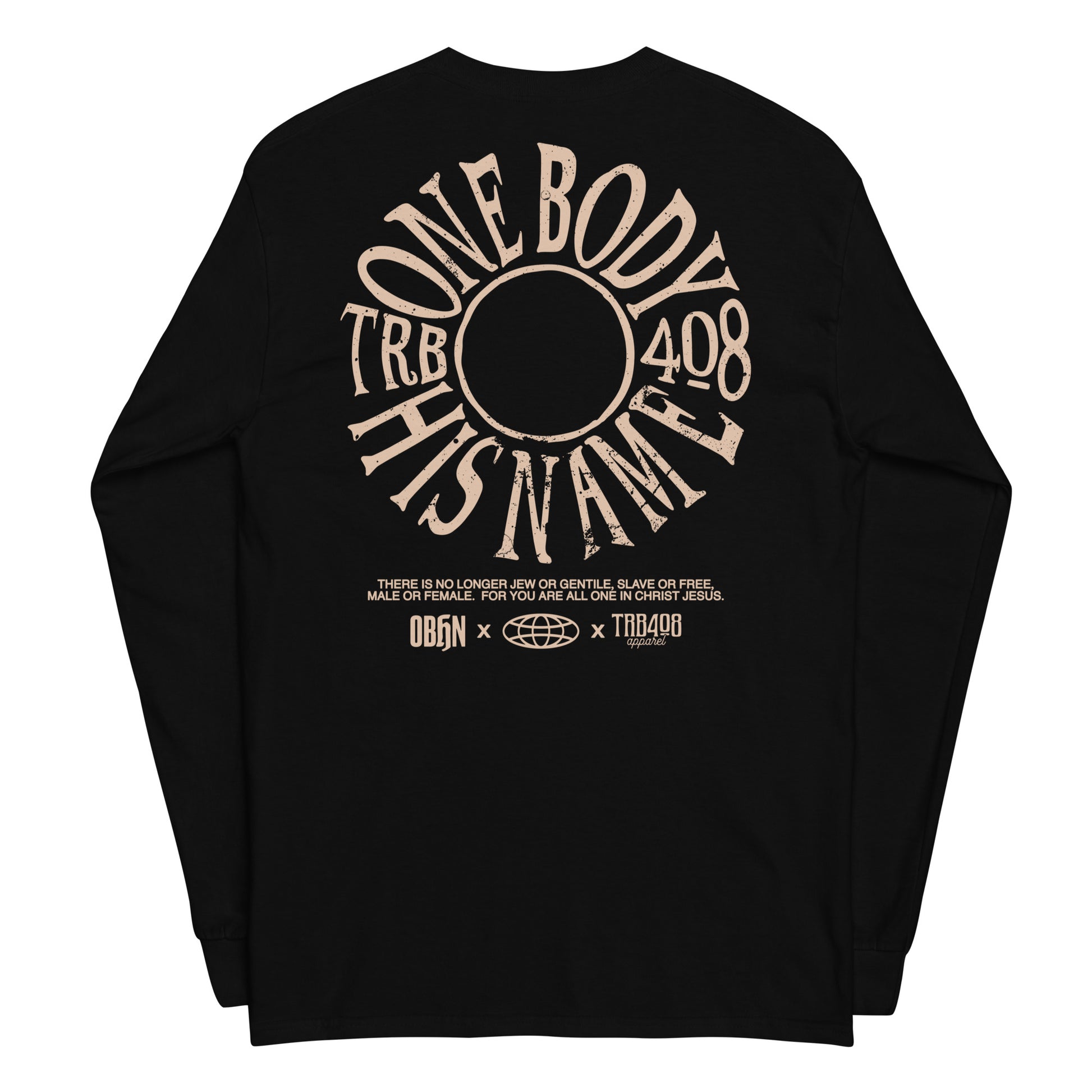 Black long sleeve The TRIBE Tee, Back, Christian Apparel