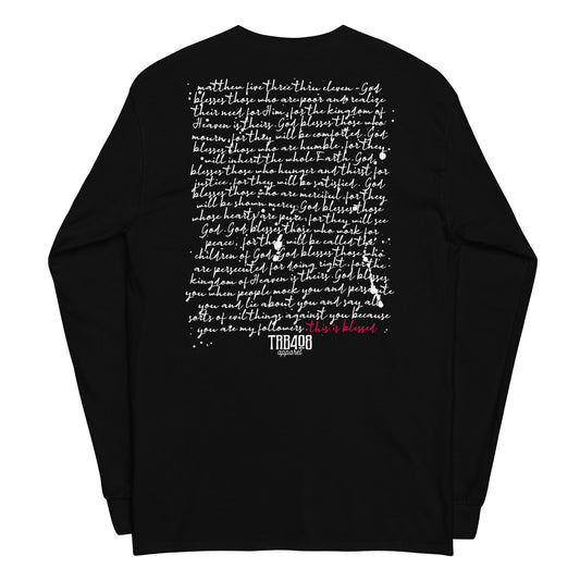 Black long sleeve This Is Blessed Tee, Back, Christian Apparel