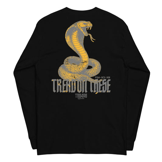 Black long sleeve Tread On These (Cobra) Tee, Back, Christian Apparel