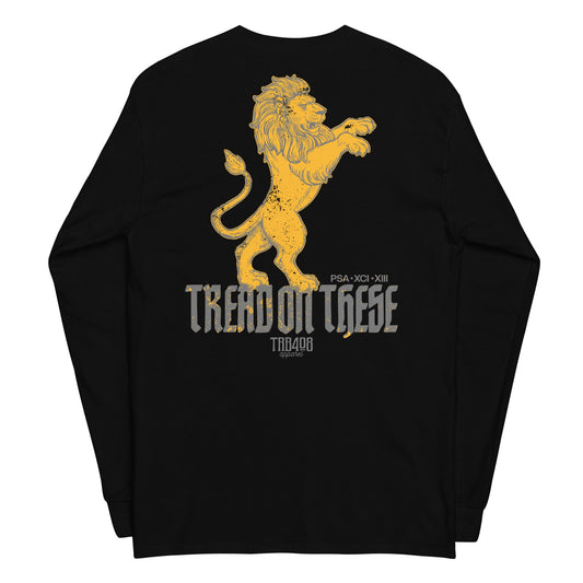 Black long sleeve Tread On These (Lion) Tee, Back, Christian Apparel