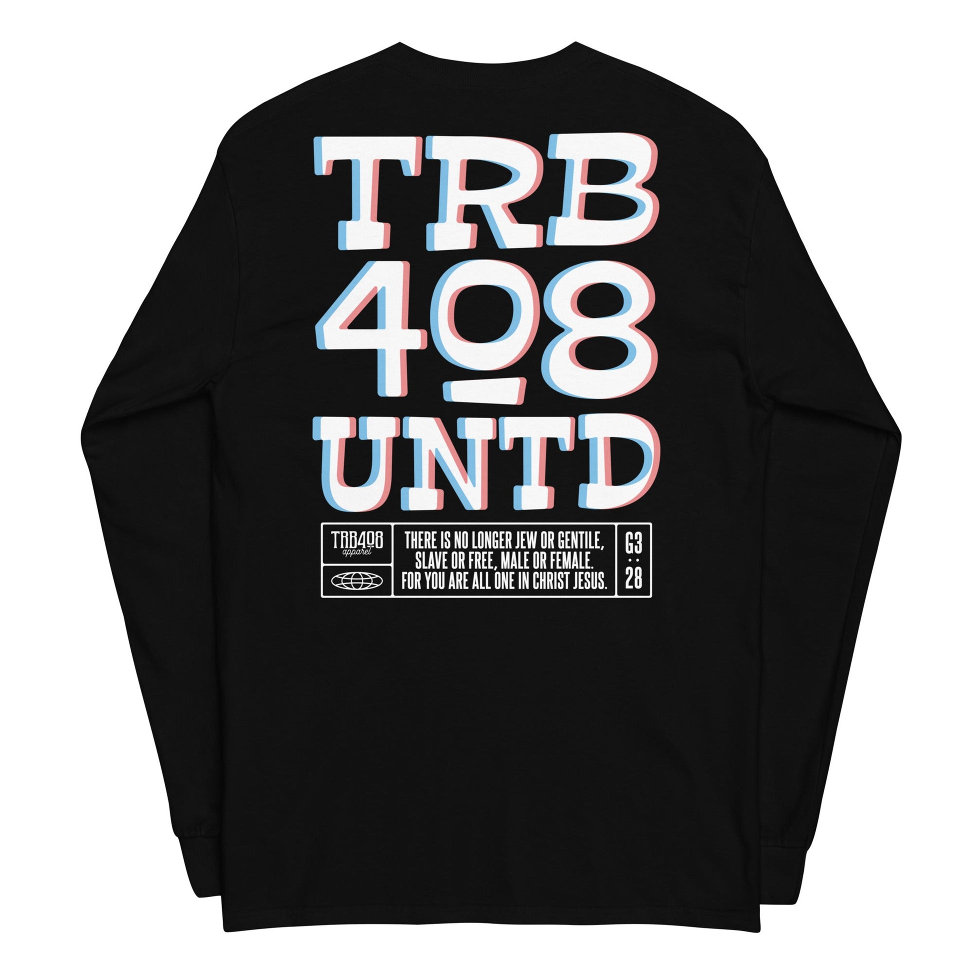 Black long sleeve Tribe 3D Tee, Back, Christian Apparel