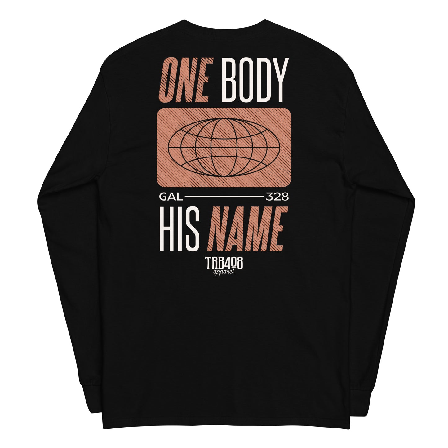 Black long sleeve Tribe Globe Tee, Back, Christian Apparel