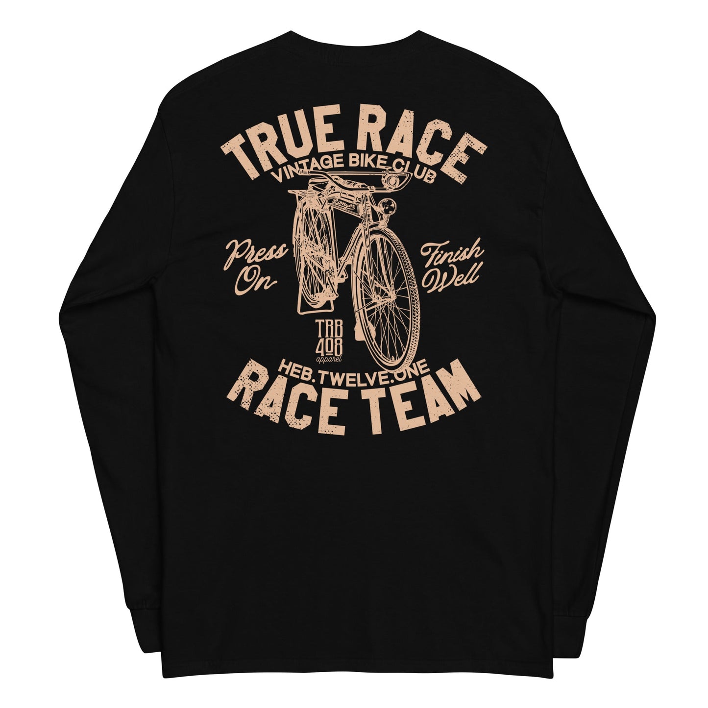 Black long sleeve True Race Tee, Back, Christian Apparel
