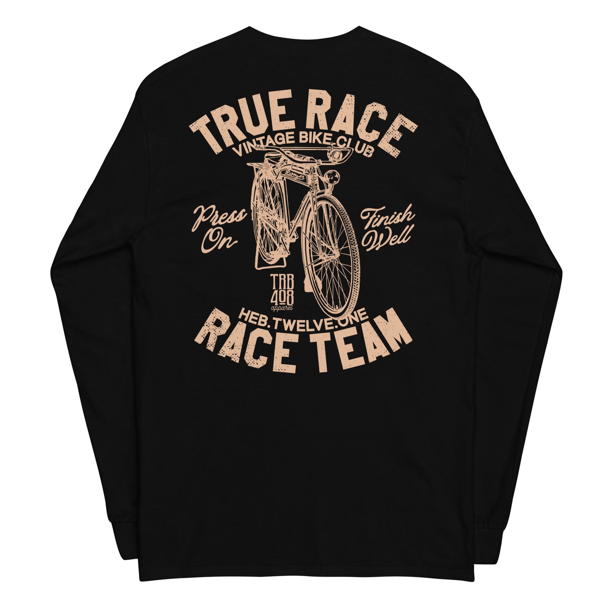Black long sleeve True Race Tee, Back, Christian Apparel