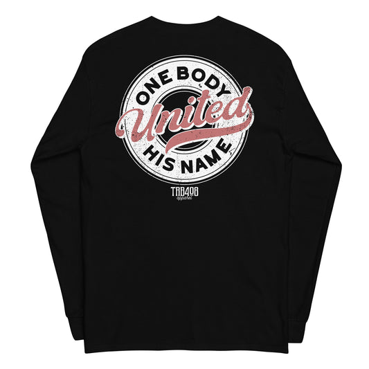 Black long sleeve United Retro Ring Tee, Back, Christian Apparel