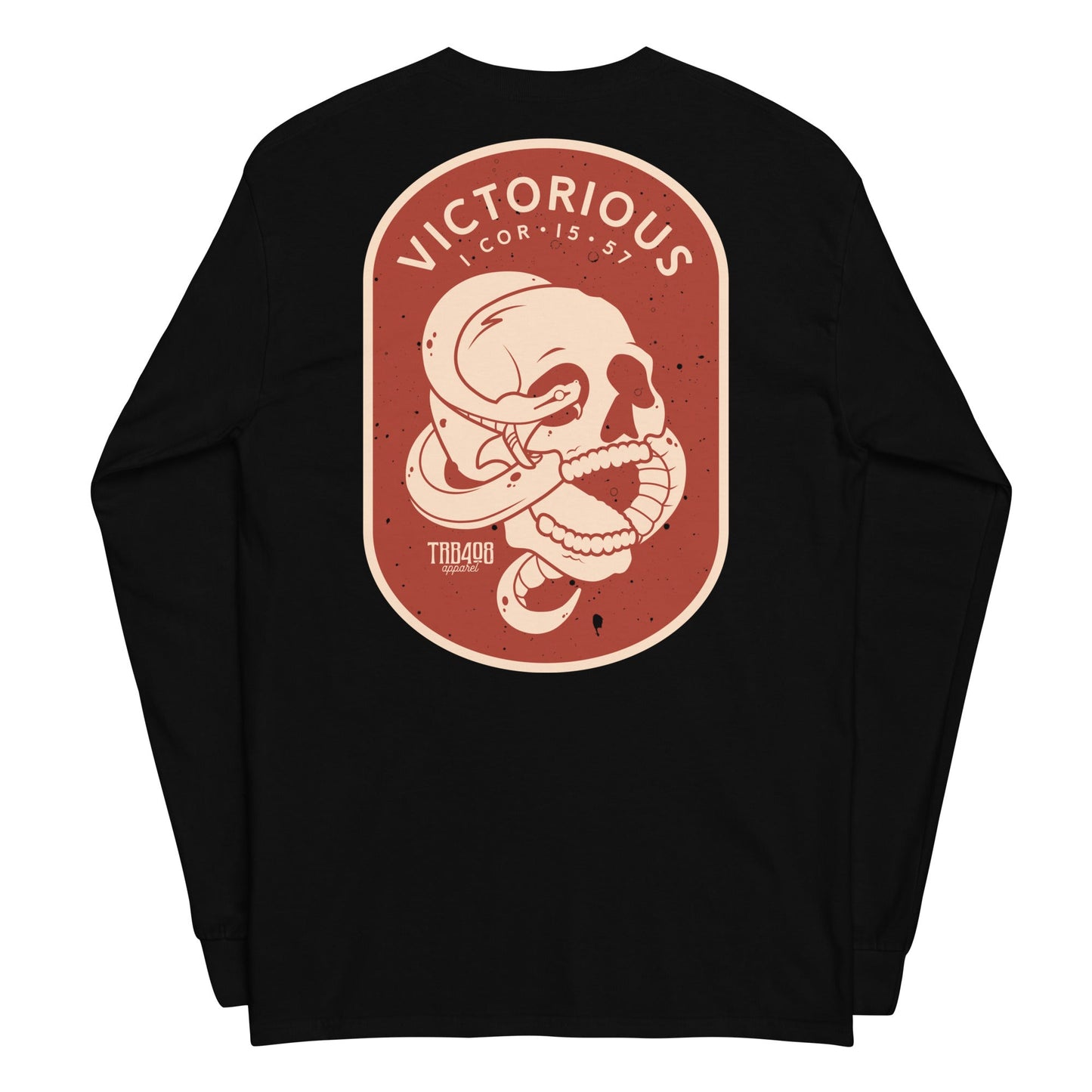Black long sleeve Victorious Tee, Back, Christian Apparel