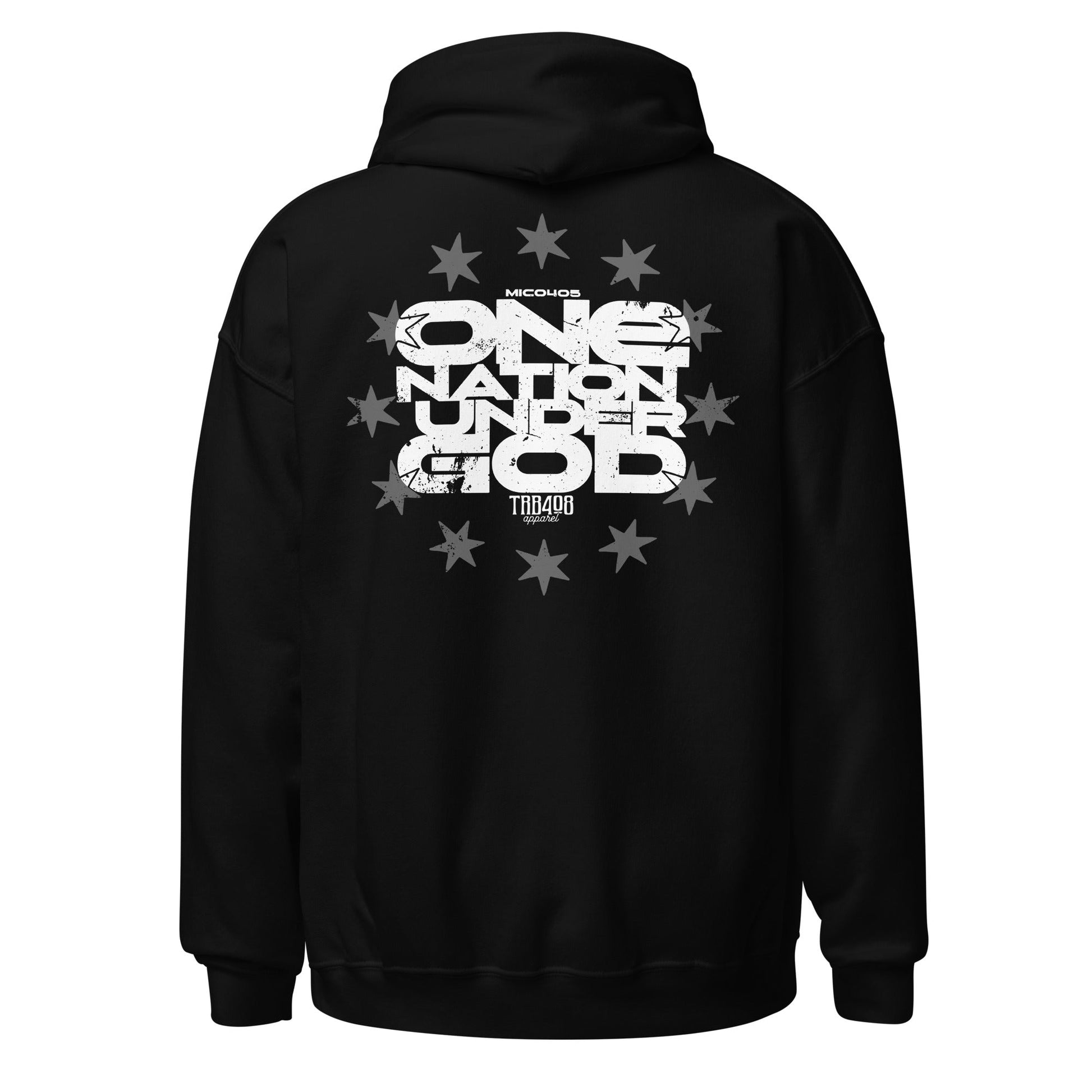 Black One Nation Star Ring Hoodie, Back, Christian Apparel