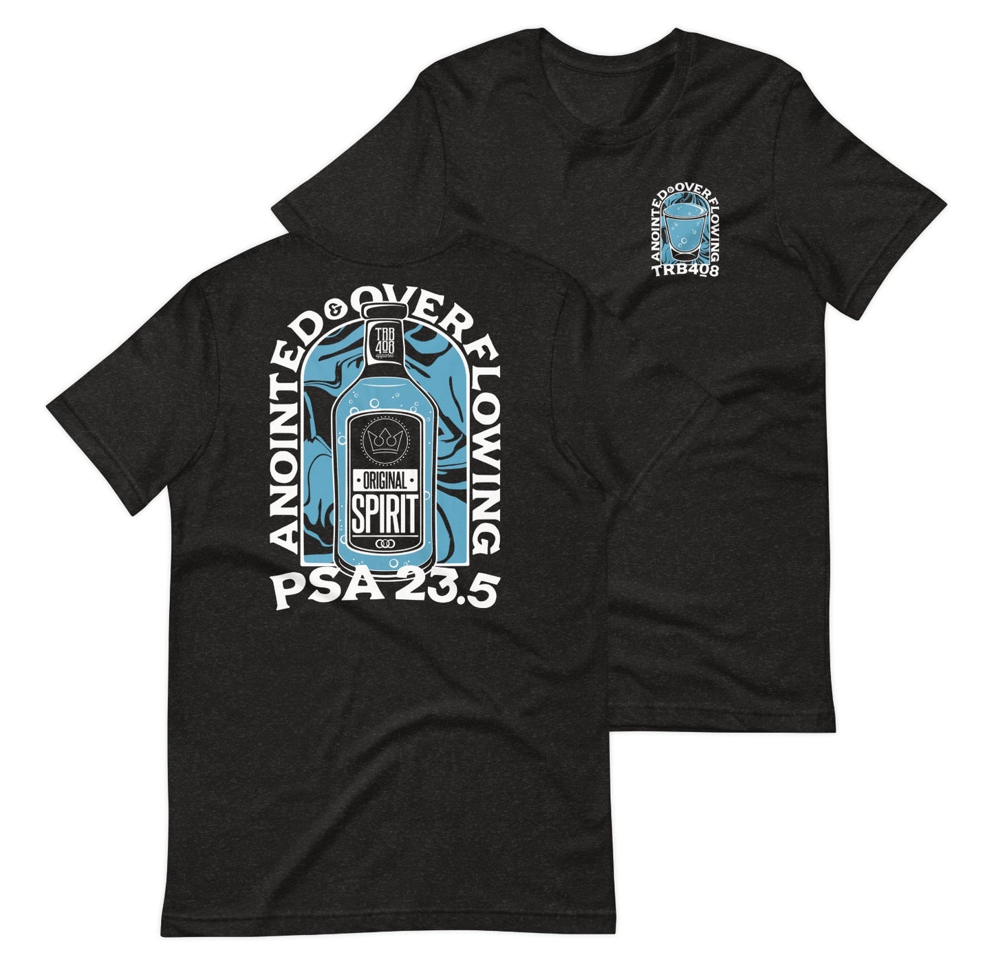 Black short sleeve A&O Tee, Front and Back, Christian Apparel