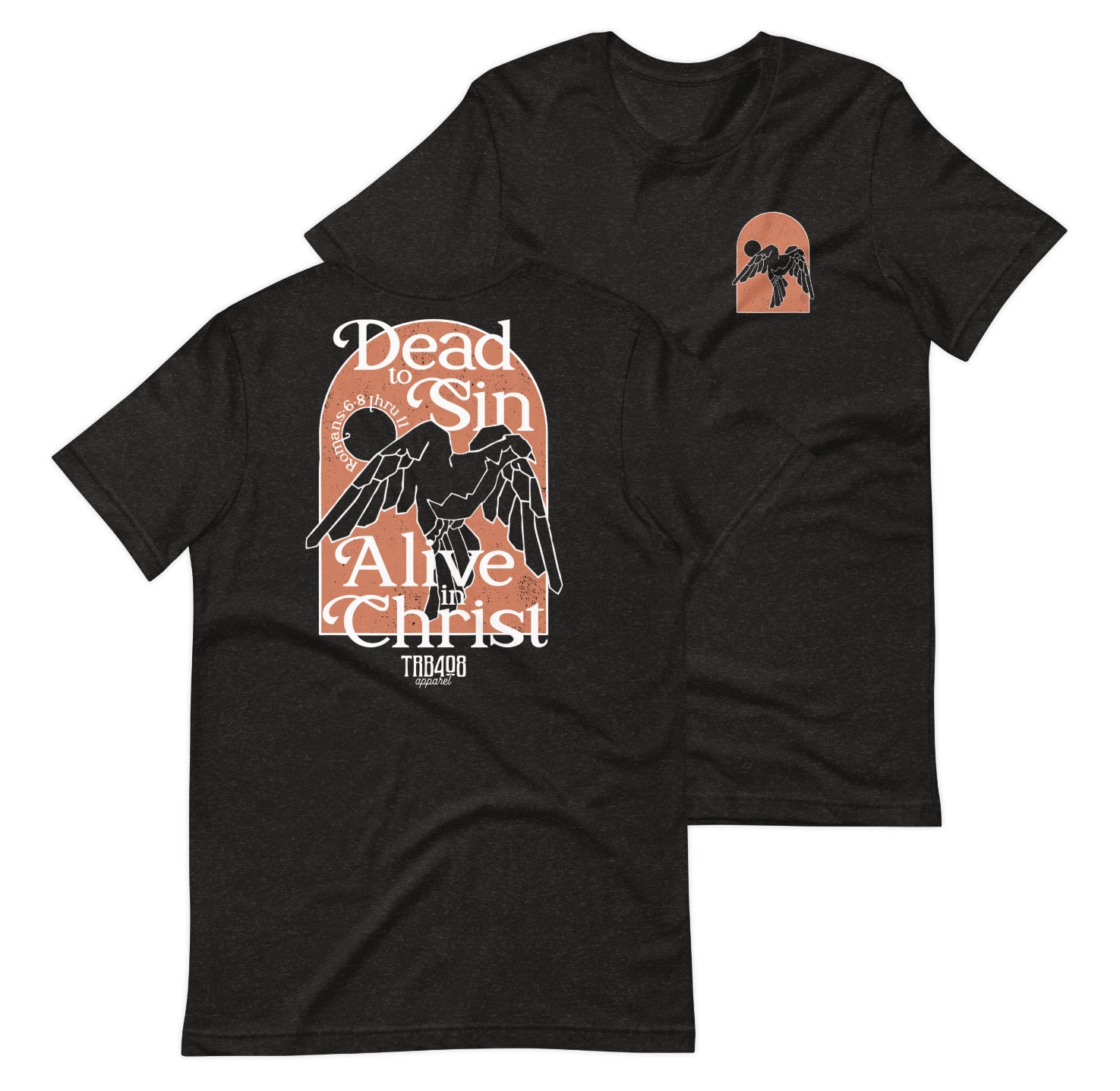 Black short sleeve Alive In Christ Tee, Front and Back, Christian Apparel