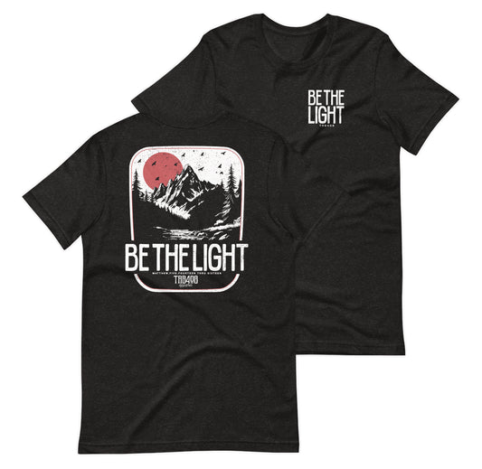 Black short sleeve Be The Light Tee, Front and Back, Christian Apparel
