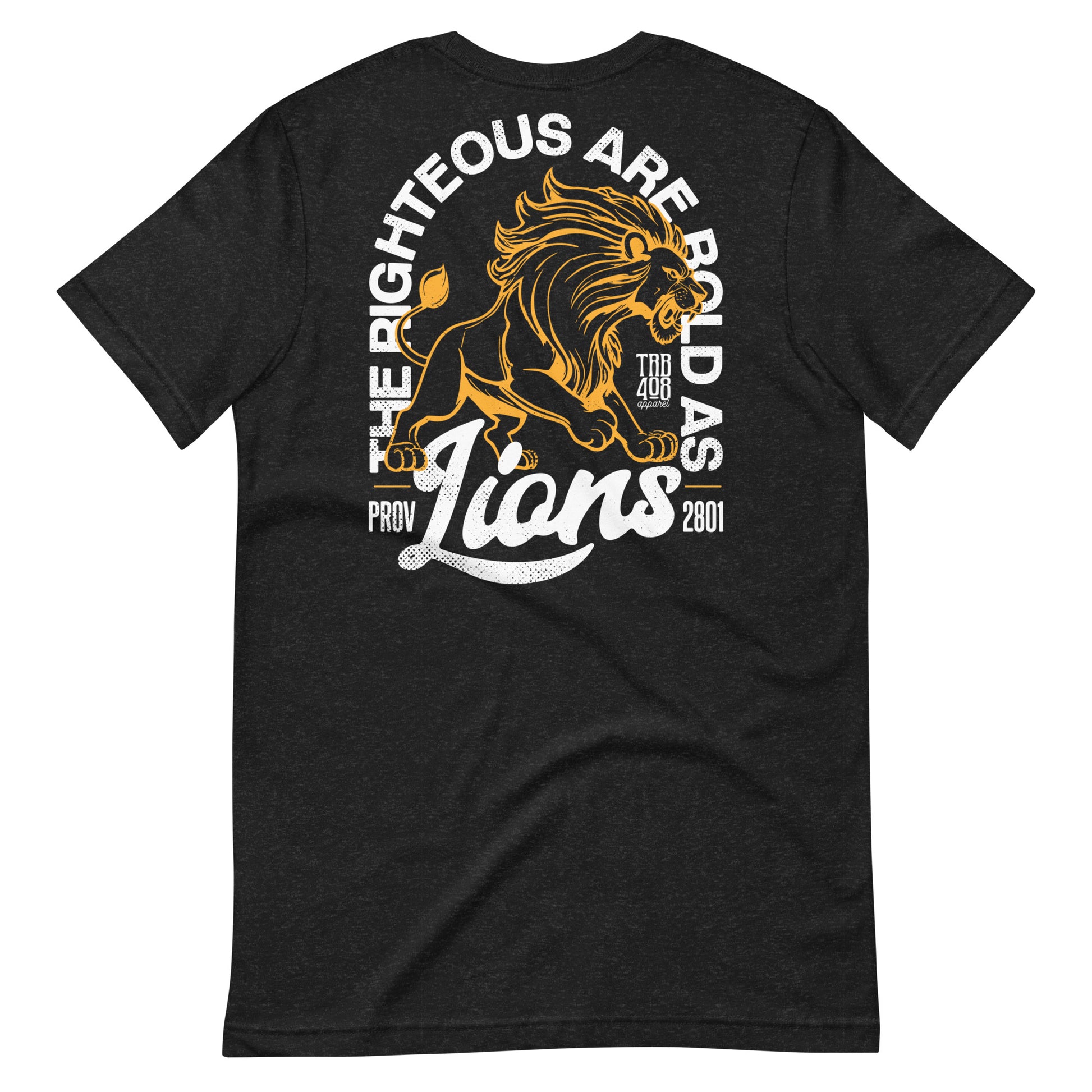 Black short sleeve Bold As Lions Tee, Back, Christian Apparel