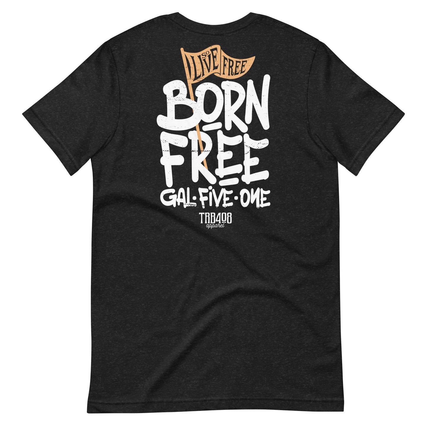 Black short sleeve Born Free Tee, Back, Christian Apparel