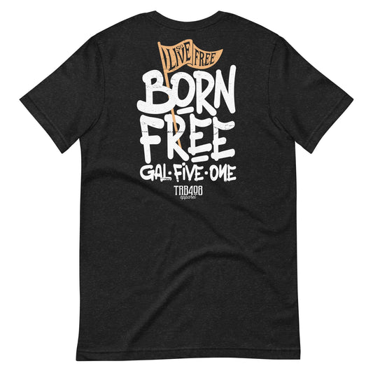 Black short sleeve Born Free Tee, Back, Christian Apparel