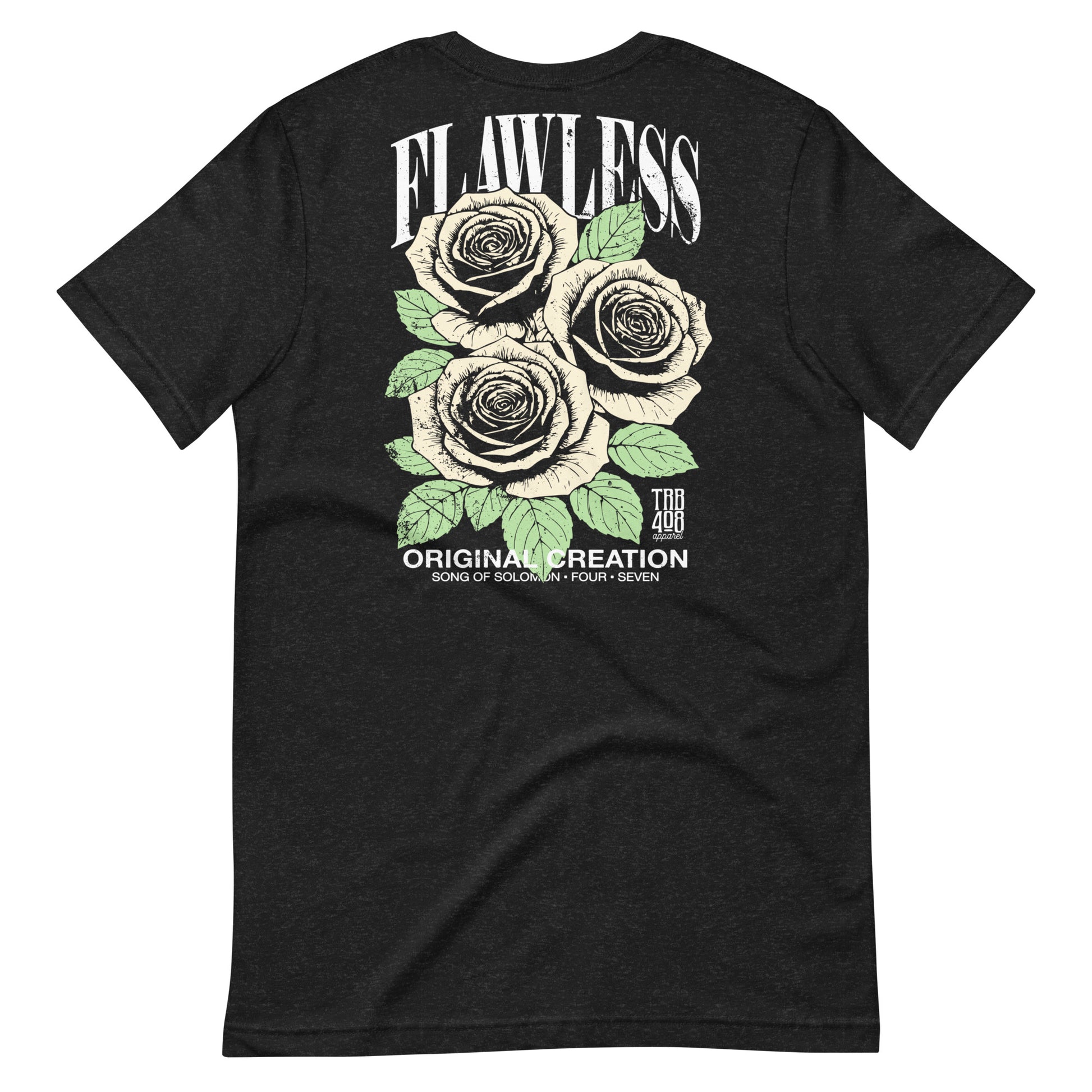 Black short sleeve Flawless Rose Tee, Back, Christian Apparel