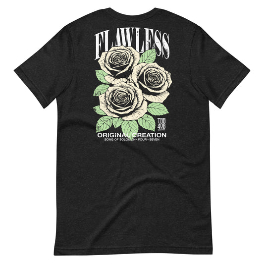 Black short sleeve Flawless Rose Tee, Back, Christian Apparel