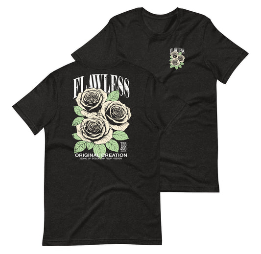 Black short sleeve Flawless Rose Tee, Front and Back, Christian Apparel