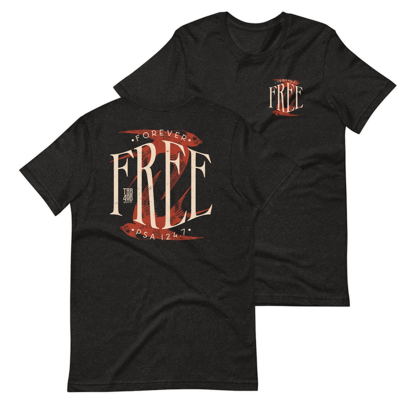 Black short sleeve Free Bird Tee, Front and Back, Christian Apparel