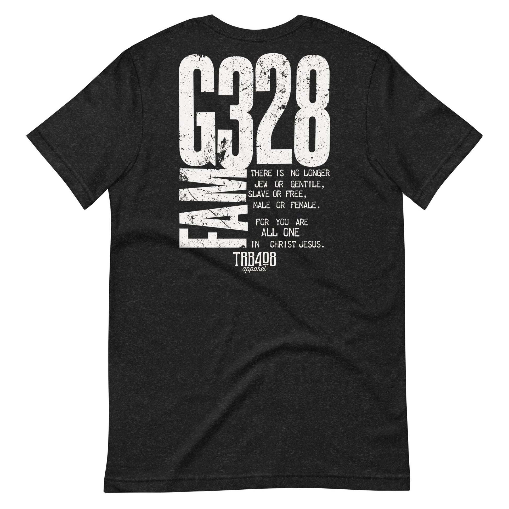 Black short sleeve G-Fam Tee, Back, Christian Apparel