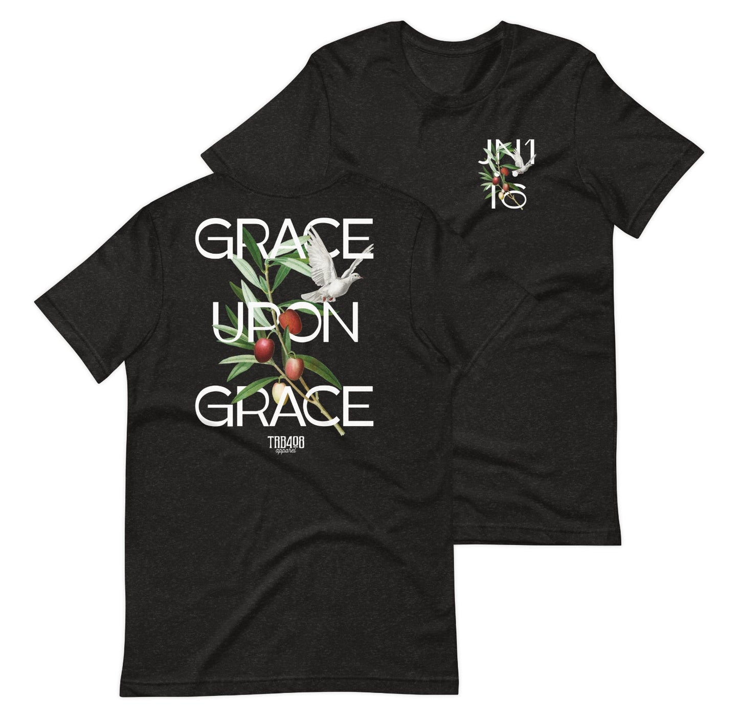 Black short sleeve Grace Upon Grace Tee, Front and Back, Christian Apparel